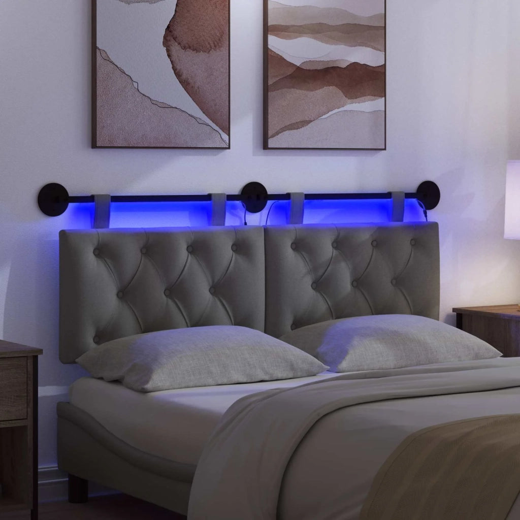 Testiera | Testata sospesa Con luce LED Grigio Scuro Tessuto