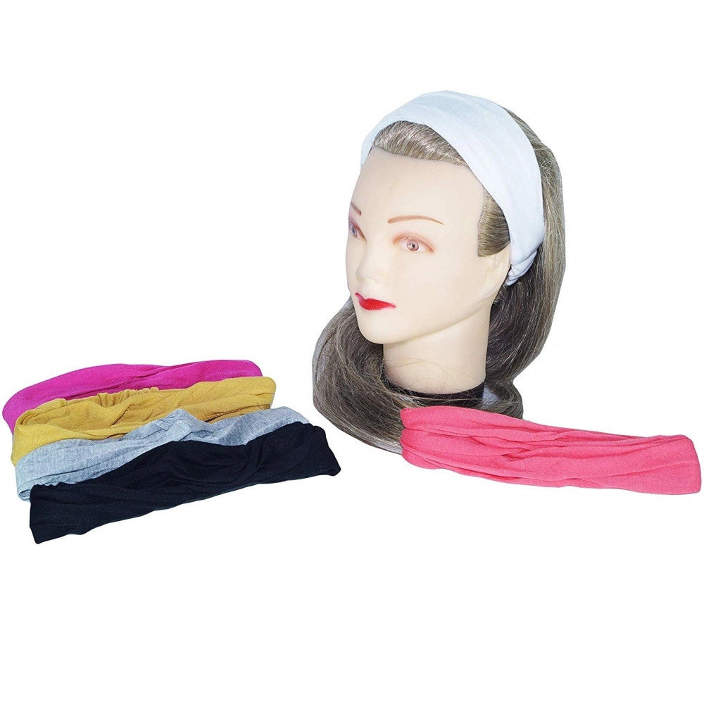 Trade Shop - Fascia Capelli Elastica 2 Pezzi Fasce Monocolore Frontino Fermacapelli Cotone -