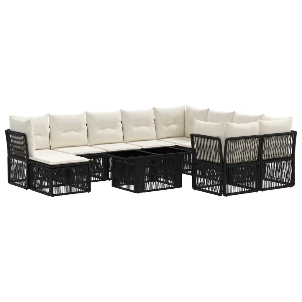 Set Divano da Giardino 11 pz Nero polyrattan 3436576