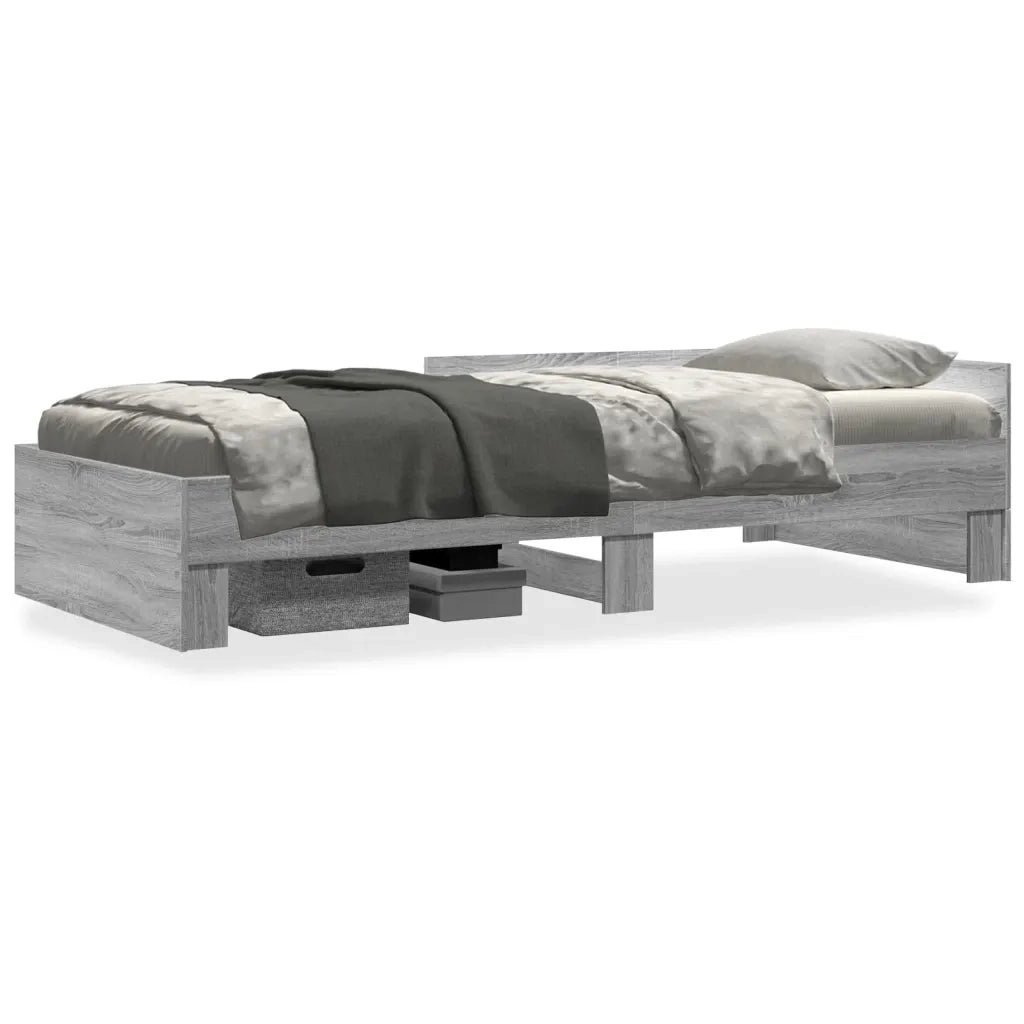Letto singolo | Letto per adulti | Giroletto Grigio Sonoma 90x200 cm in Legno Multistrato