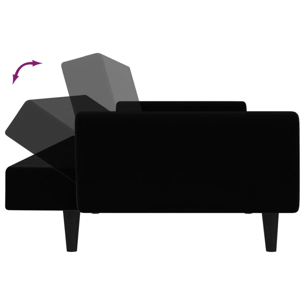 Divano letto | Sof¨¤ letto | Letto singolo a 2 Posti Nero in Velluto