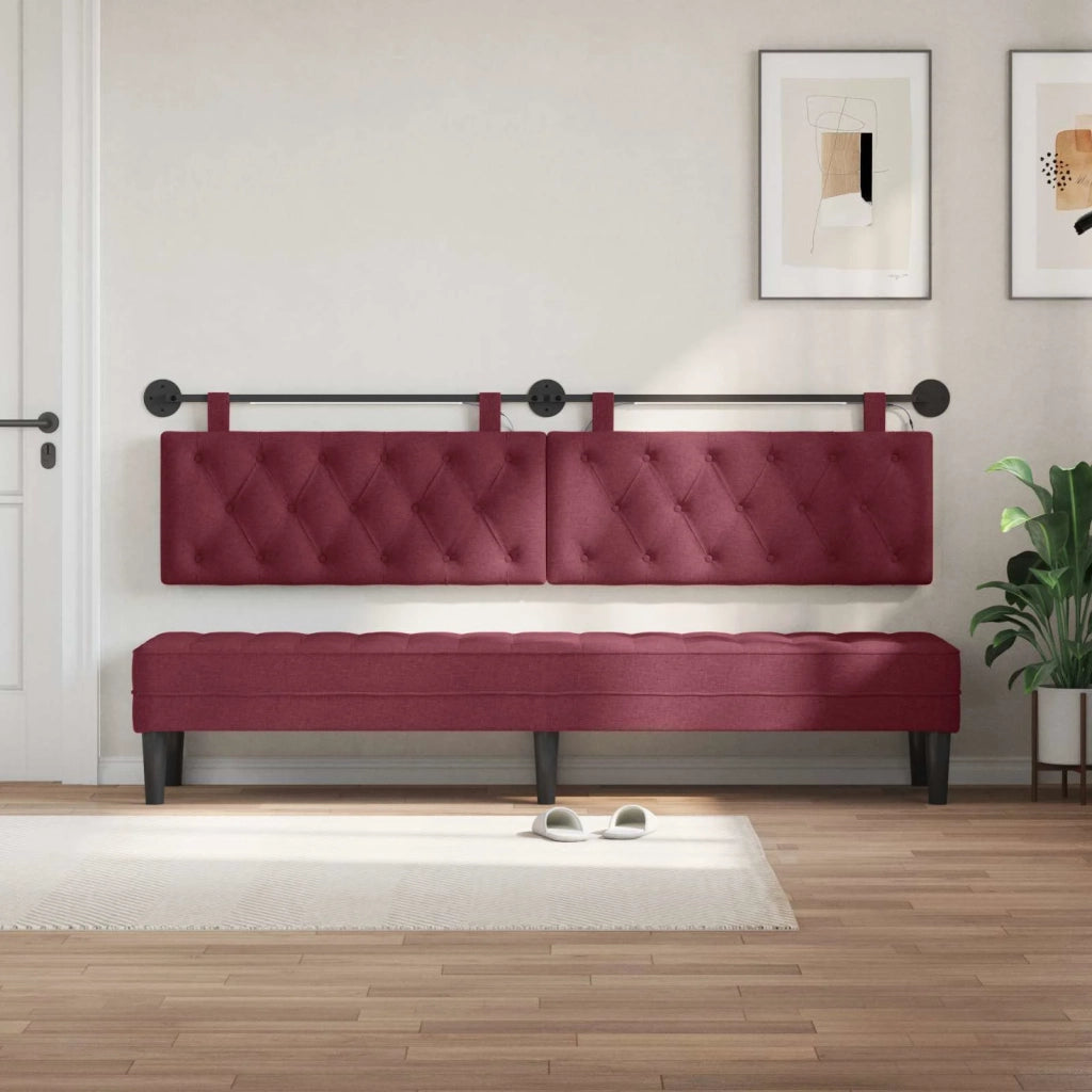 Testiera sospesa Con luce LED Rosso Vino Tessuto 3424712
