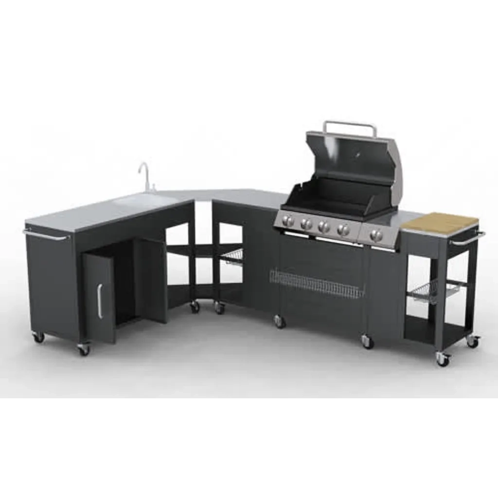 Barbecue a gas Montana, cucina portabile 4 bruciatori +1 cod mxl 47793