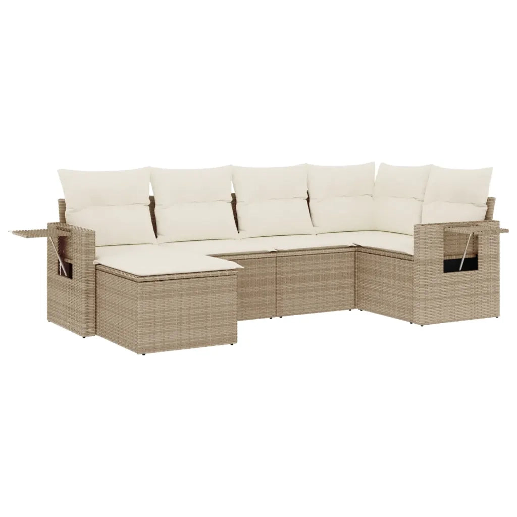 Set Divano da Giardino 6 pz con Cuscini Beige in Polyrattan 3252795