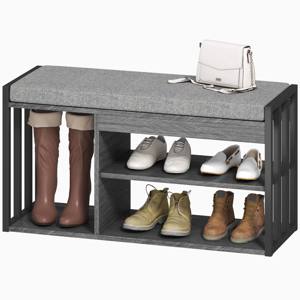 Scarpiera con panca ¨C Minimal ¨C grigio 80x30x90