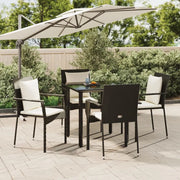 Set da Pranzo da Giardino 5 pz Nero con Cuscini in Polyrattan 3185108