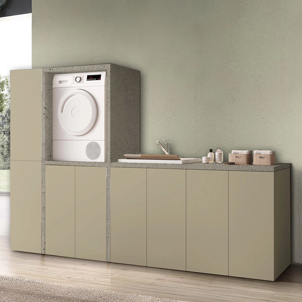 Mobile coprilavatrice con ante 79x91 cm tortora e pietra Wanda