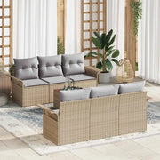 Set Divano da Giardino con cuscino 7 pcs Beige polyrattan 3347273