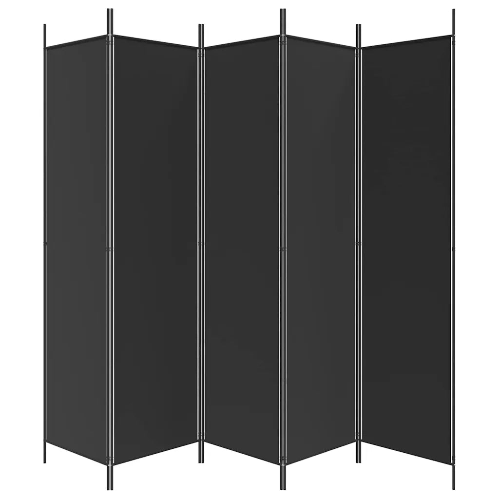 Divisorio Ambienti | Divider per stanze | Paravento 5 Pannelli Nero 250x200 cm Tessuto