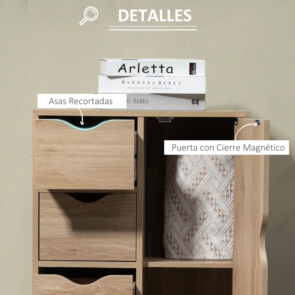 Armadietto con cassetti e ripiano ¨C Minimal ¨C 54x29x83 cm rovere