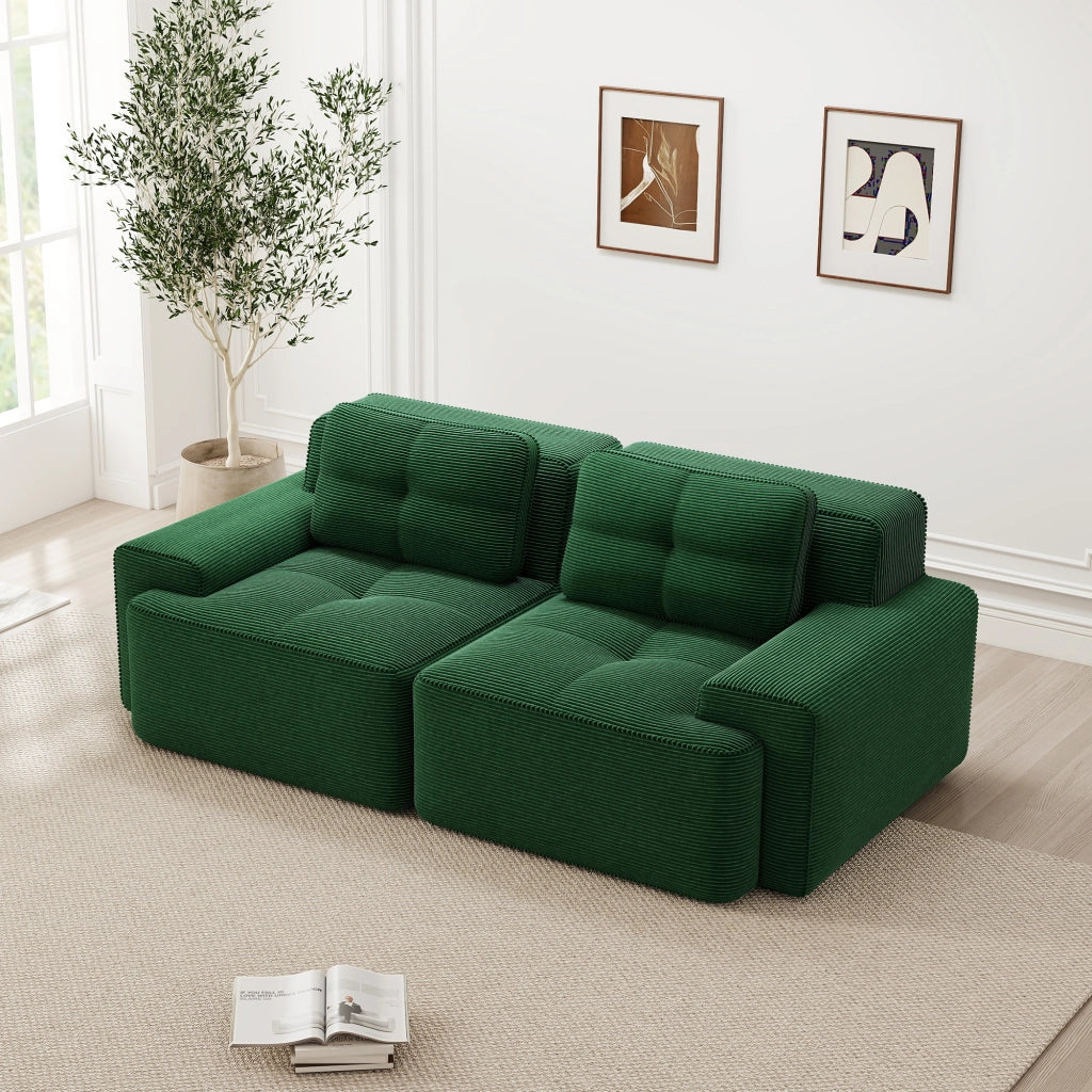 Divano Modulare Boneless ¨C Xylo ¨C Velluto a Coste, Verde, Loveseat