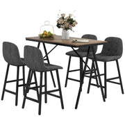 Set tavolo da pranzo e 4 sedie ¨C Minimal ¨C telaio metallo, tessuto grigio scuro, piano legno