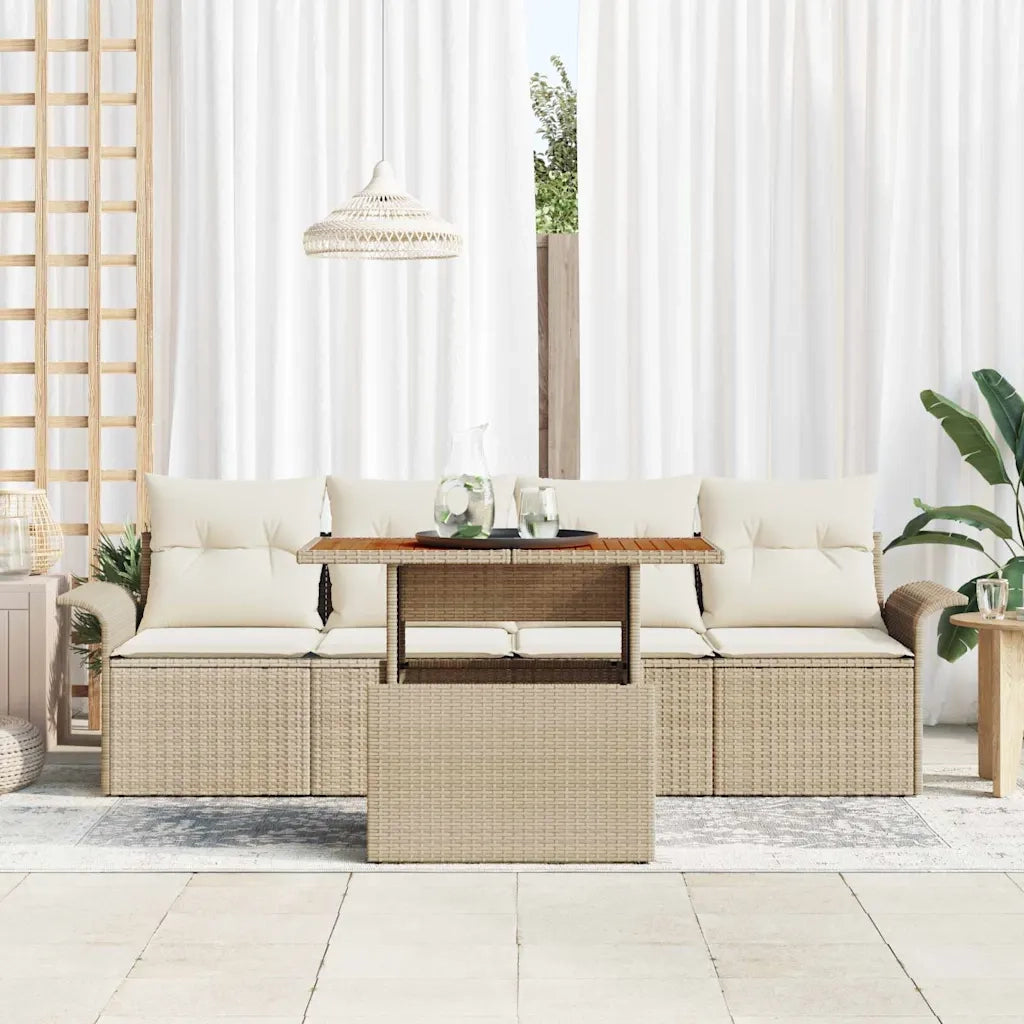 Set Divano da Giardino 5 pcs Beige Poly Rattan 3358003