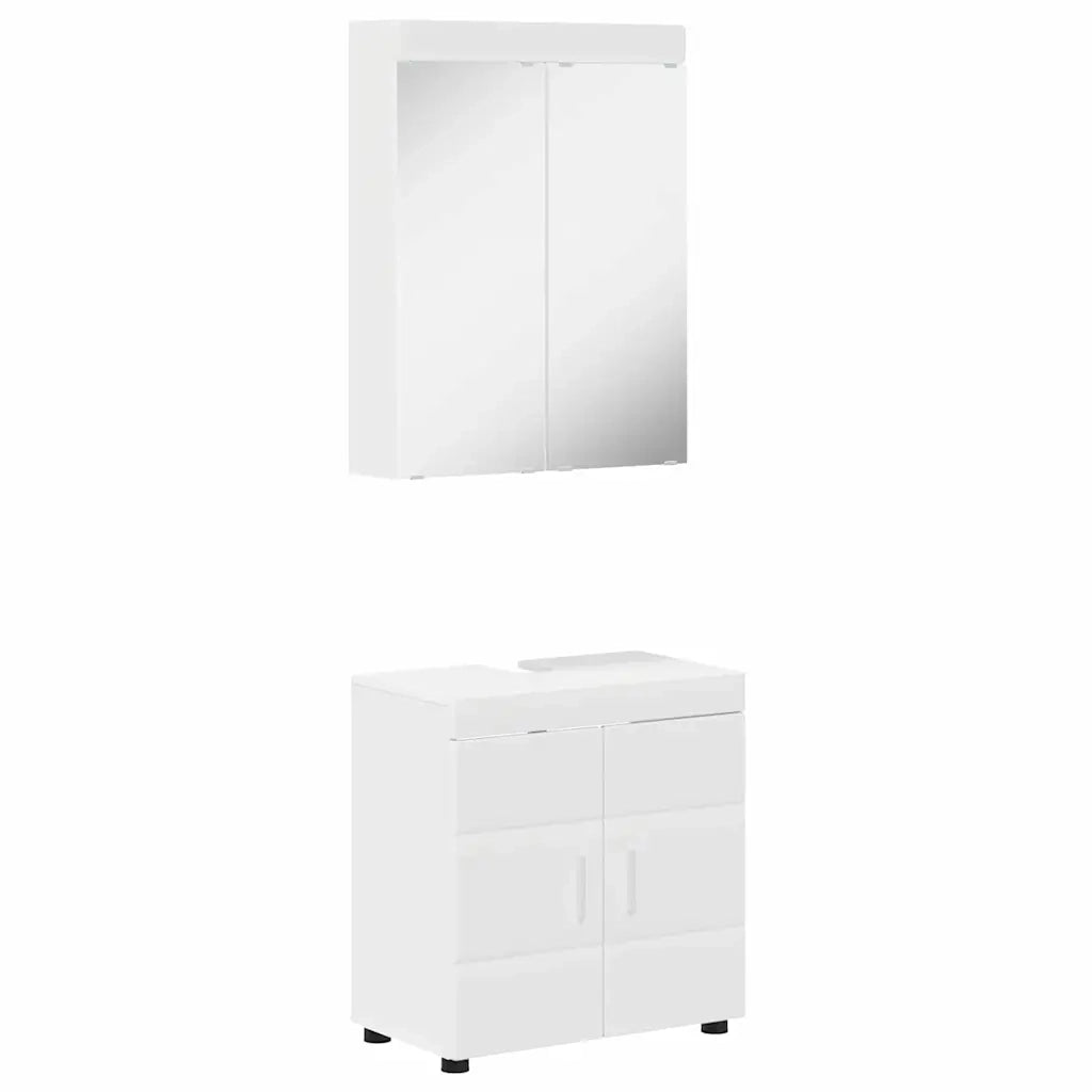 Set di mobili per il Bagno | Armadio da bagno TULUM 2 pz Bianco 60 x 34 x 63 cm