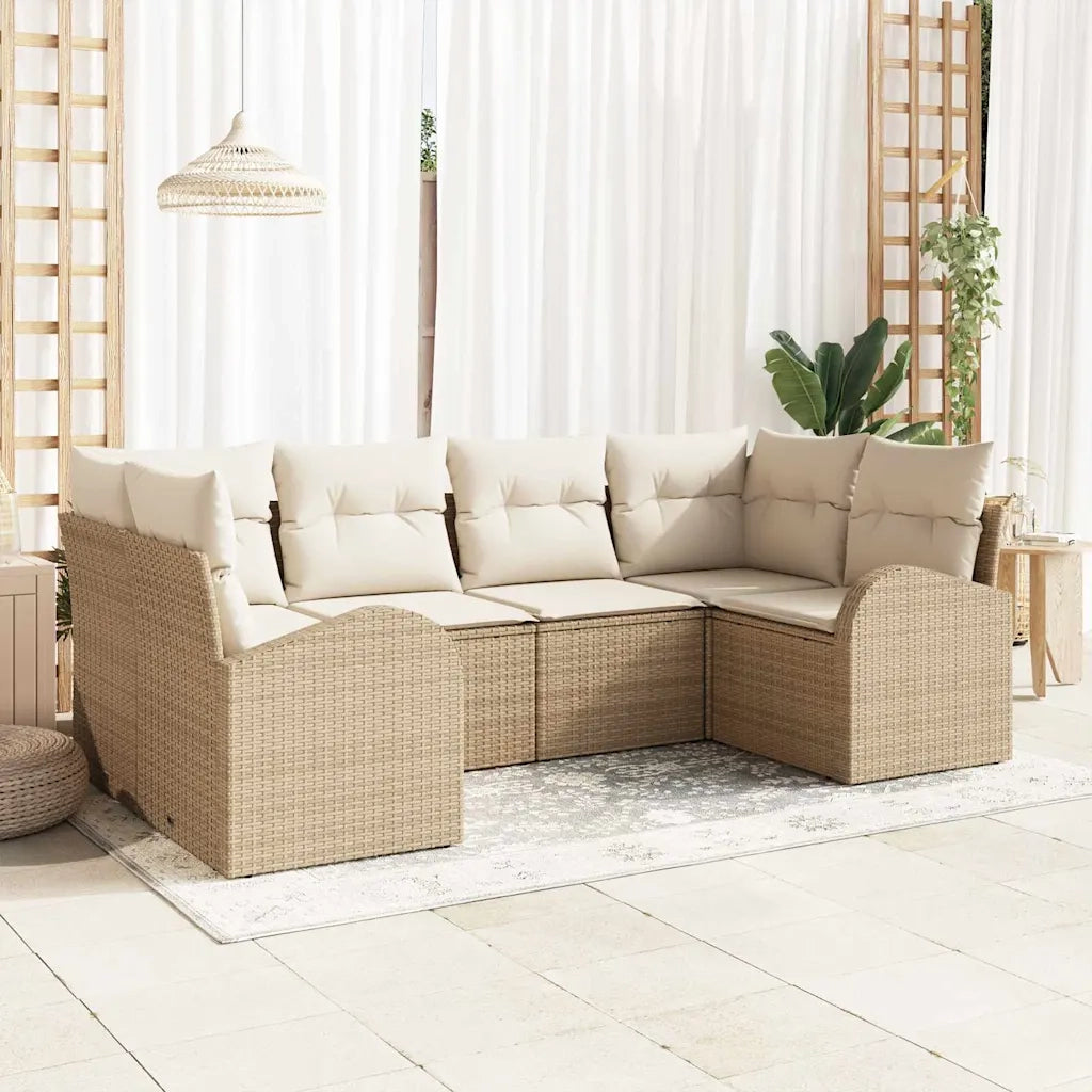 Set Divano da Giardino 6 pcs Beige e Bianco polyrattan 3354850