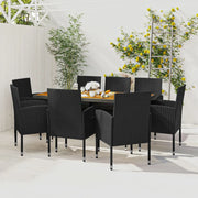 Set da Pranzo per Esterni 9 pz in Polyrattan Nero 3120111