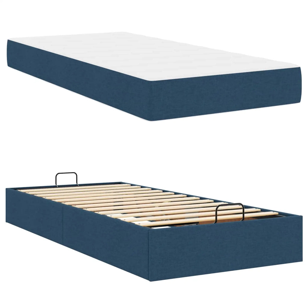 Struttura letto con materasso 2 pcs-Giroletto Blu Tessuto 437021