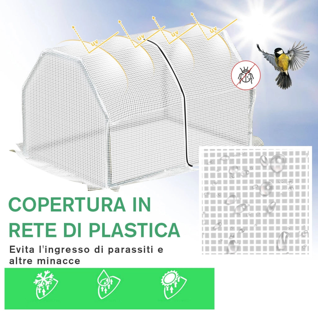 Mini Serra da Giardino e Balcone 99x71x60 cm in Plastica PE e Acciaio con Chiusura a Zip