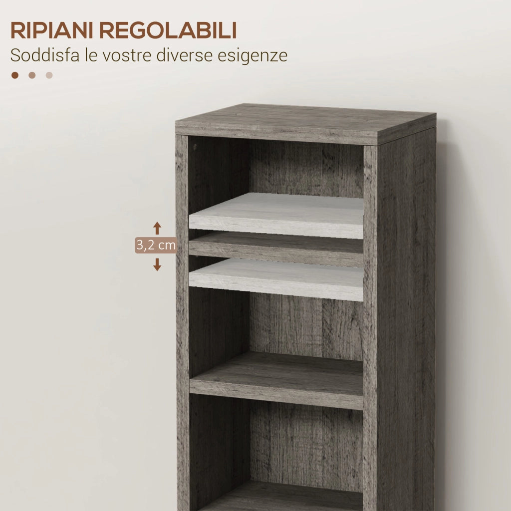 Scaffale Porta CD con Mensole Regolabili ¨C Zephmum ¨C Grigio 21x22.5x88.5 cm