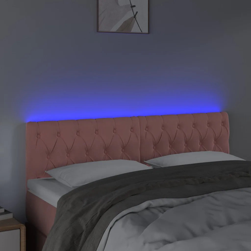 Testiera | Testata a LED Rosa 160x7x78/88 cm in Velluto