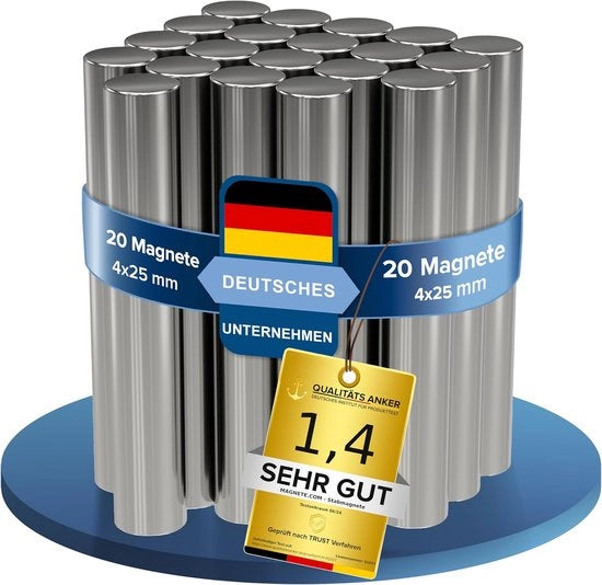 Magnetismo forte a neodym - 20 pezzi - argento - diametro 4x25mm