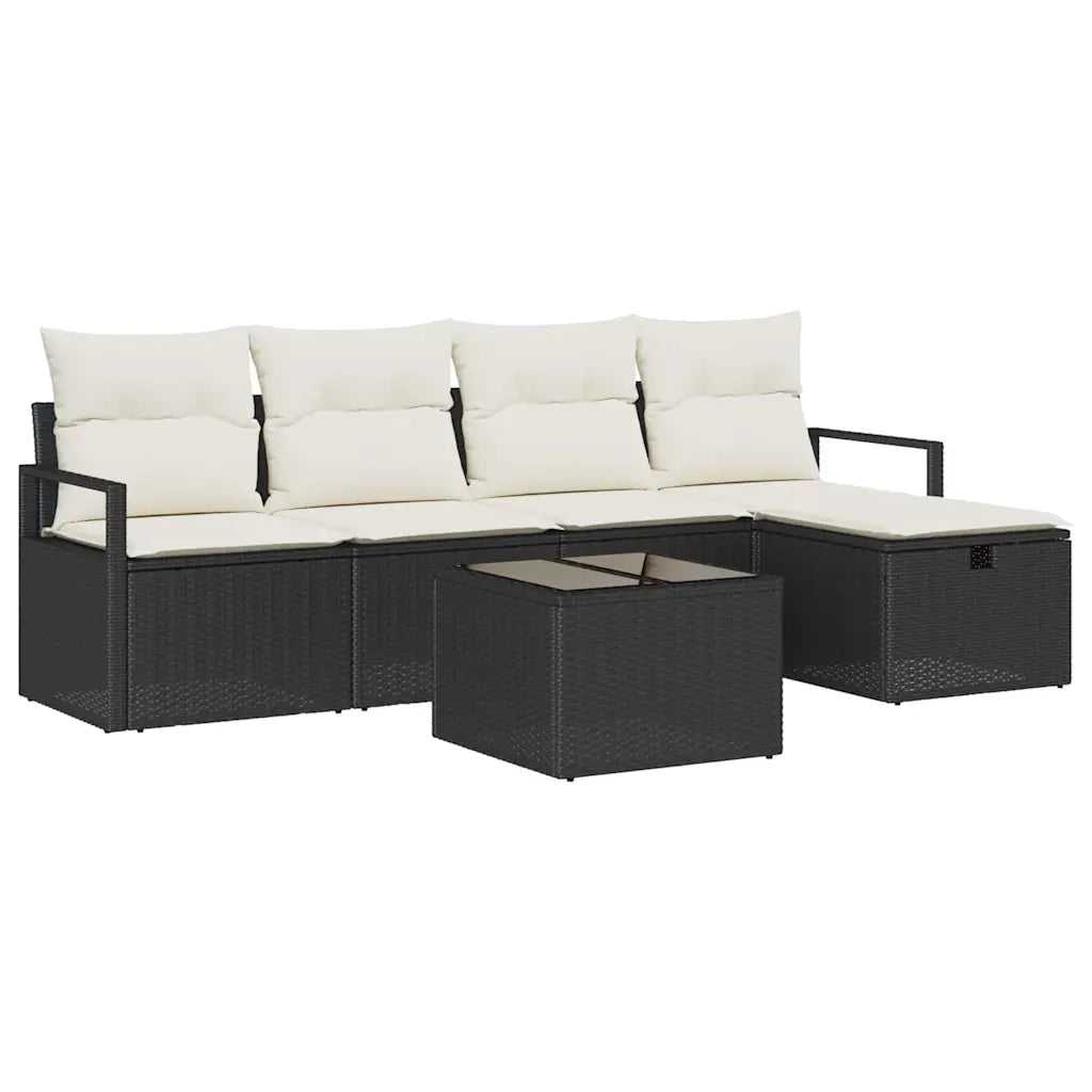 Set di divani con cuscino 6 pcs Nero e Crema polyrattan 3359166