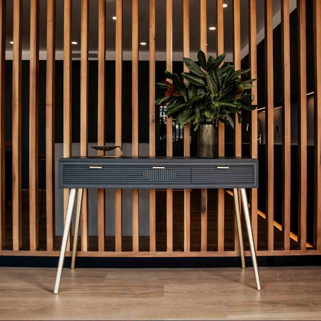 Mobile da ingresso in legno grigio scuro 120x41x78h