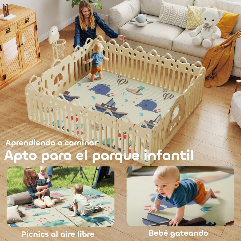 Tappeto Gioco Bambini Pieghevole ¨C Xylo ¨C 196x176x1,5 cm Imbottito Reversibile Impermeabile