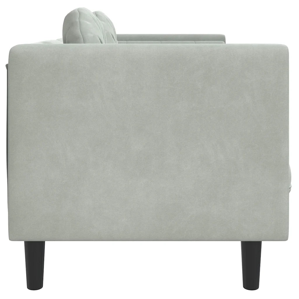 Divano a 3 Posti con Cuscini-Sofa 3 Posti con Cuscini Grigio Chiaro in Velluto