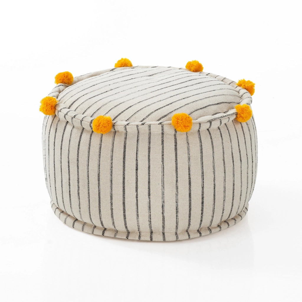 Pouf rotondo in cotone multicolore non sfoderabile