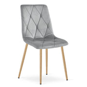 Sedia Libra in velluto grigio chiaro con gambe effetto legno