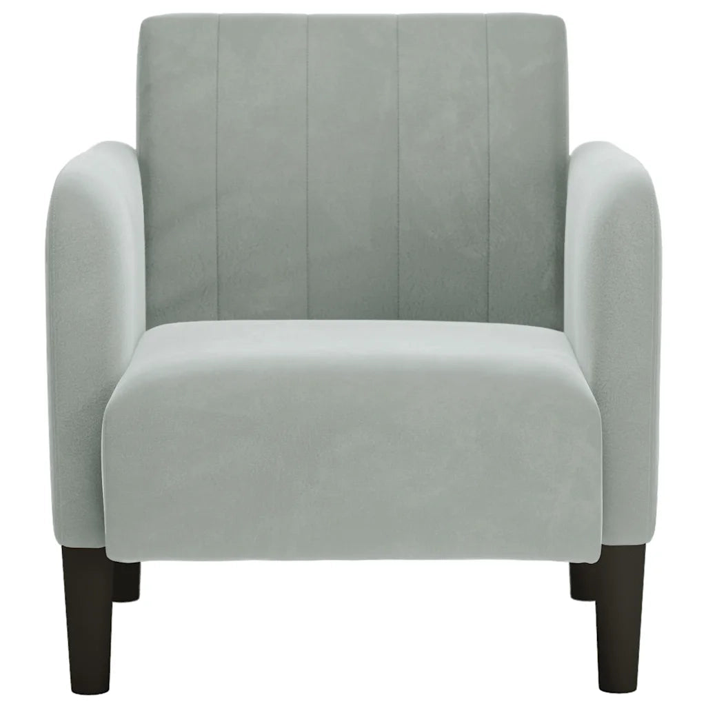 Divano Sedia con Braccioli-Poltrona-Sofa Relax Grigio Chiaro 54 cm in Velluto