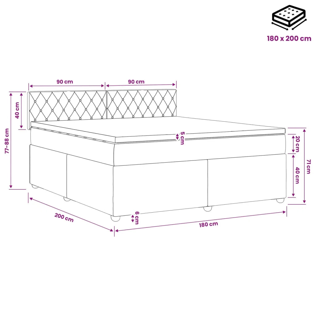 Letto box spring con materasso Rosa 180 x 200 cm Velluto 3451726