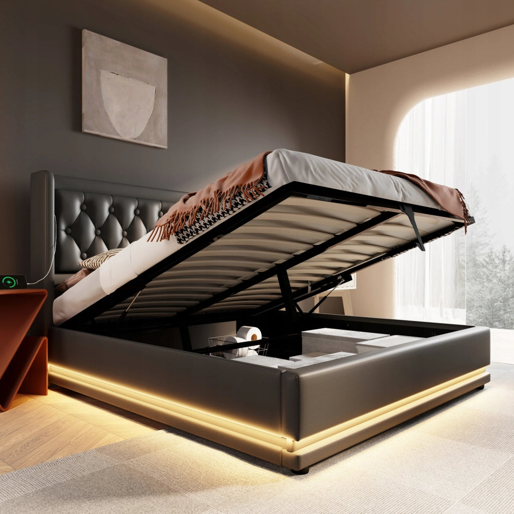 Letto imbottito idraulico - Xylo - 140x200 - Nero