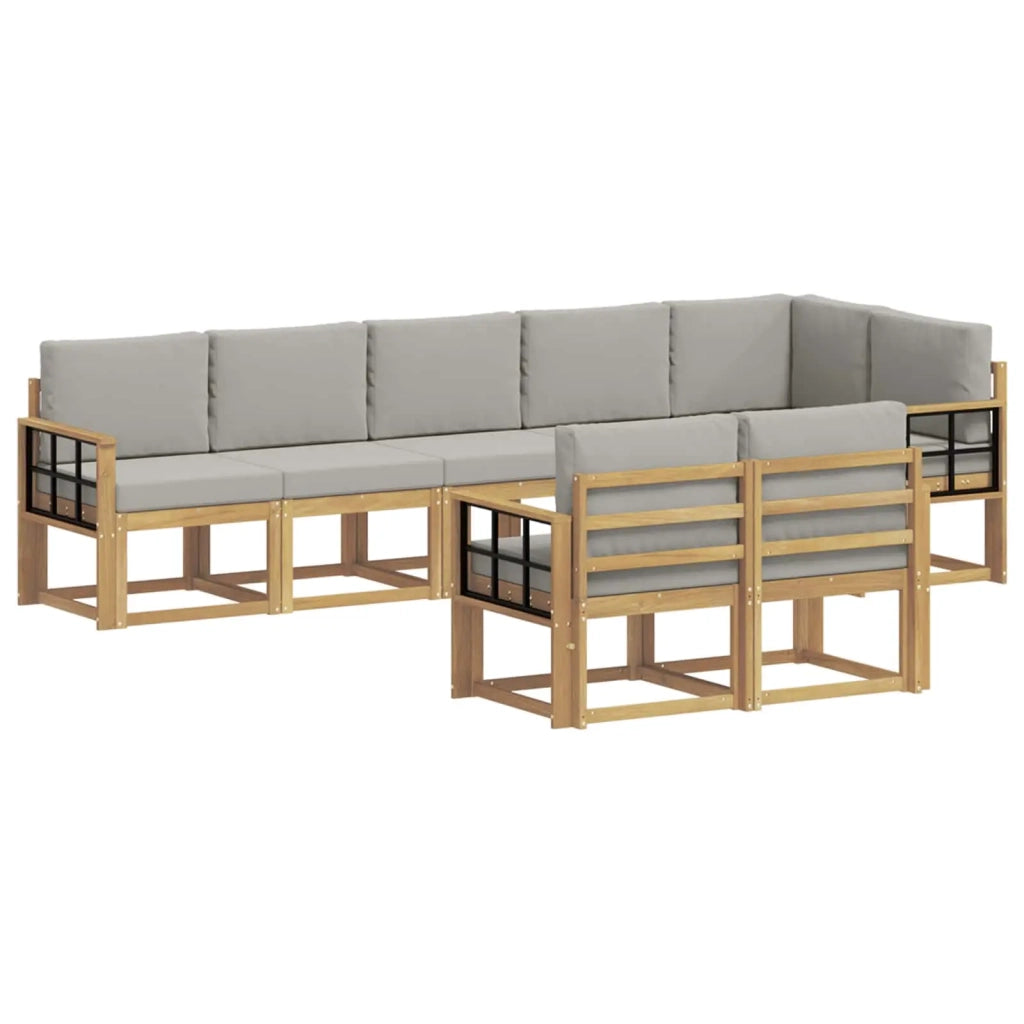 Set di divani da esterno 8 pz Bianco e Grigio Chiaro 3387815