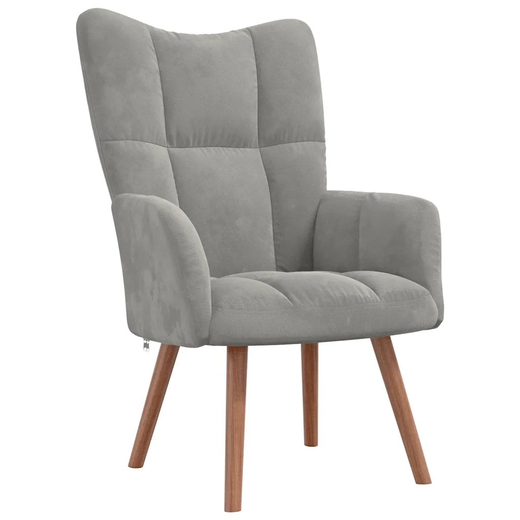 Poltrona | Sedia Relax Grigio Chiaro in Velluto