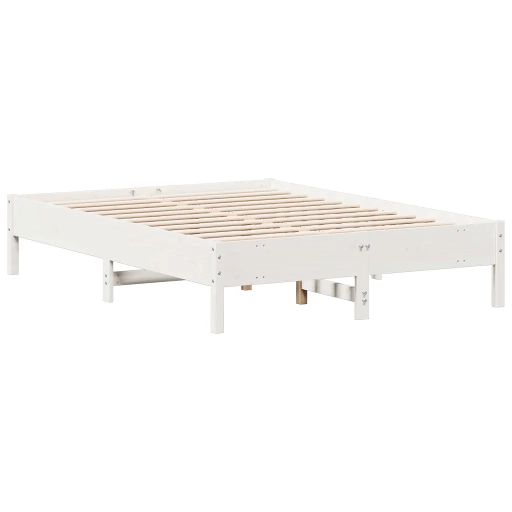 Letto senza Materasso-Struttura Letto Bianco 140x190 cm Legno Massello di Pino 438849