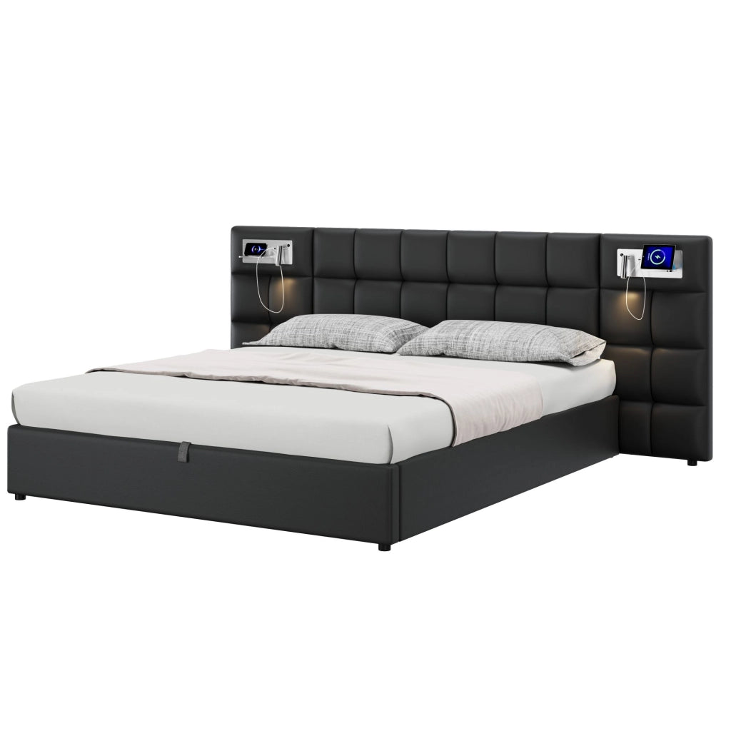 letto imbottito pu nero 180 x 200 cm