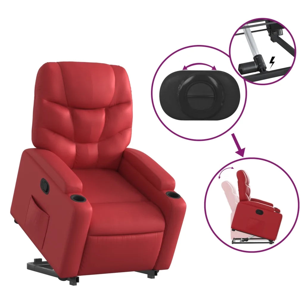 Poltrona Alzapersona Reclinabile Rosso in Similpelle 3204663