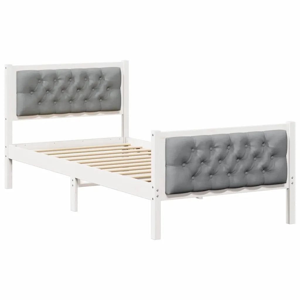 Letto singolo | Letto per adulti | Struttura del letto Grigio chiaro 90 x 190 cm Pino massello