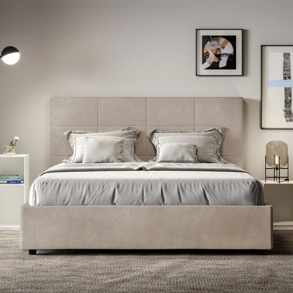 Letto Matrimoniale Francese 140x200 cm con Rete Mika Sabbia