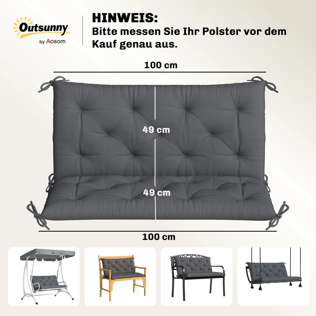 Cuscino per Panchina ¨C Minimal ¨C 100x98x8 cm Grigio Scuro