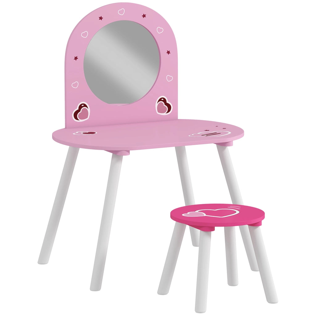 Tocador Bambini con Specchio e Sgabello ¨C Zephmum ¨C Rosa 3-6 Anni