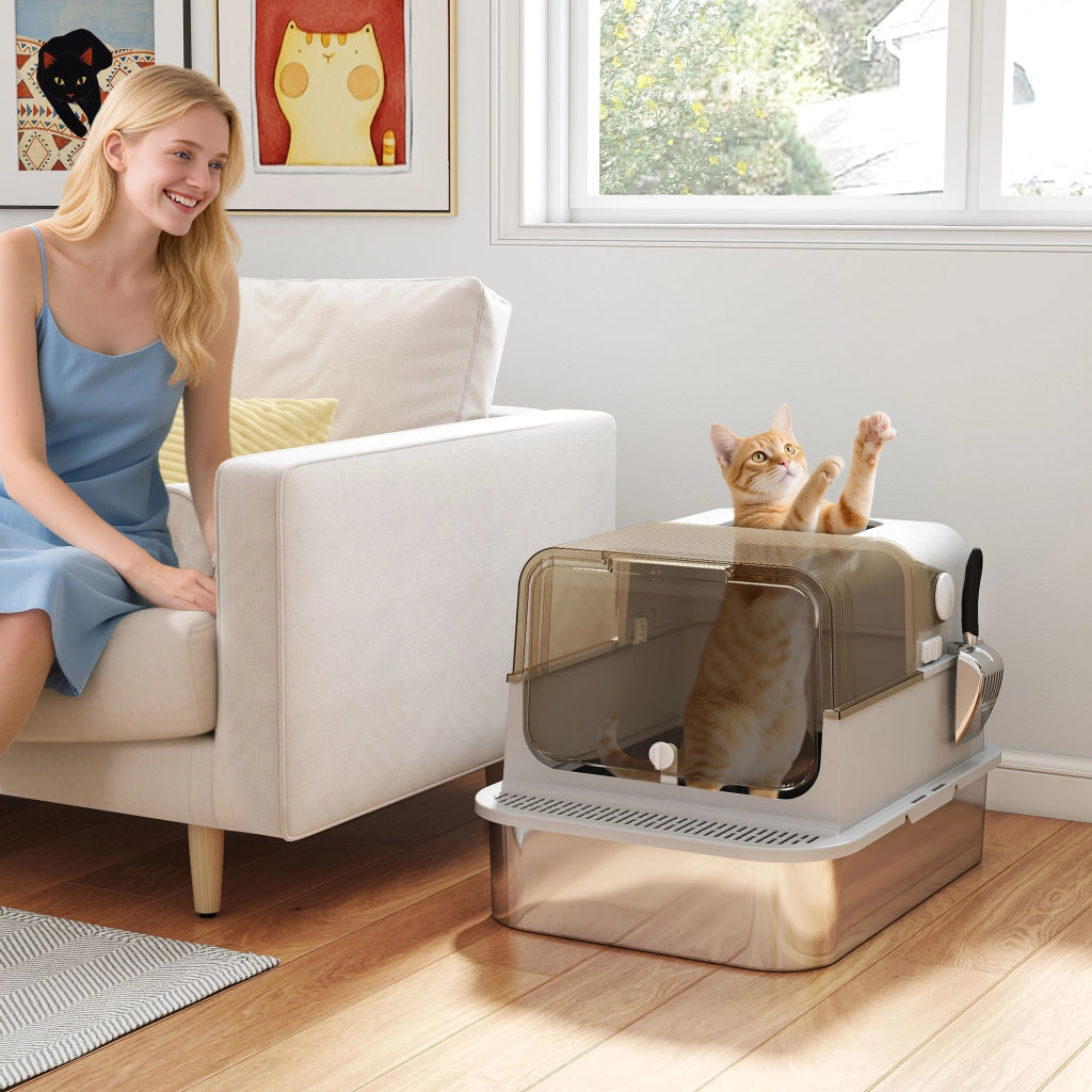 Casetta per gatti con coperchio ¨C zephmum ¨C  in acciaio inox