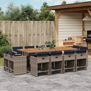 Set da pranzo da giardino da 13 pz con Cuscini in Polyrattan Grigio 3277996