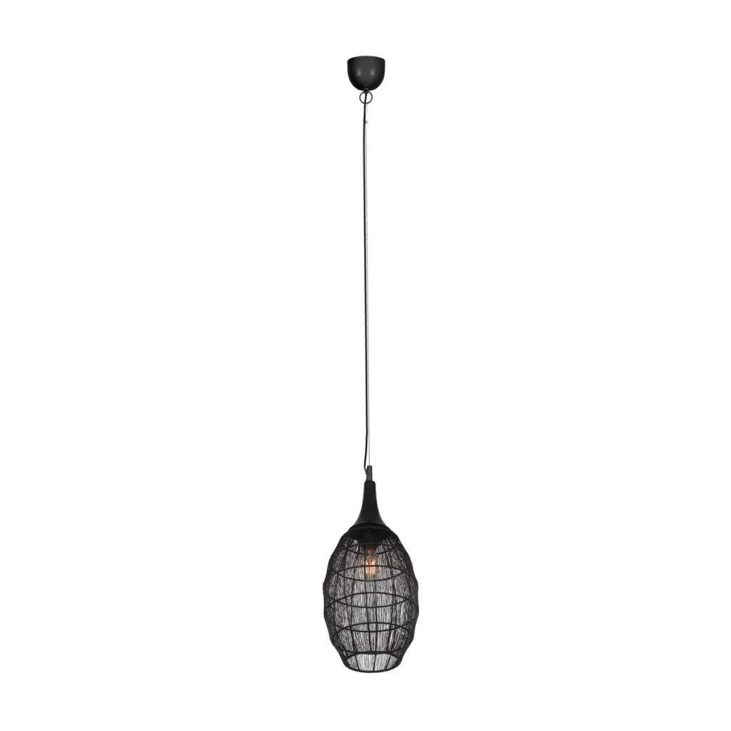 Lampada a sospensione industriale nera Soraya Trio E27