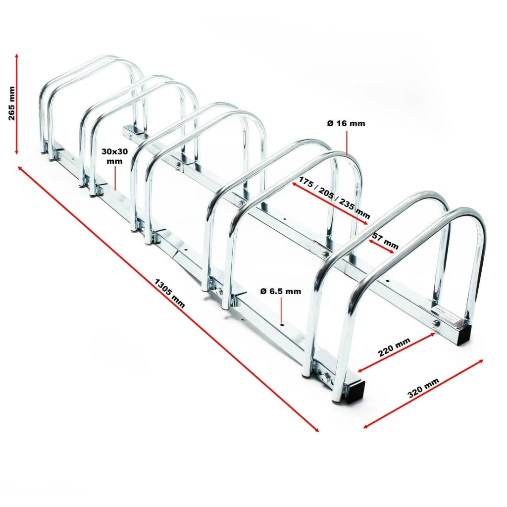 Portabiciclette da pavimento per 5 biciclette 130,5 cm metallo zincato bicicletta 16_0001501