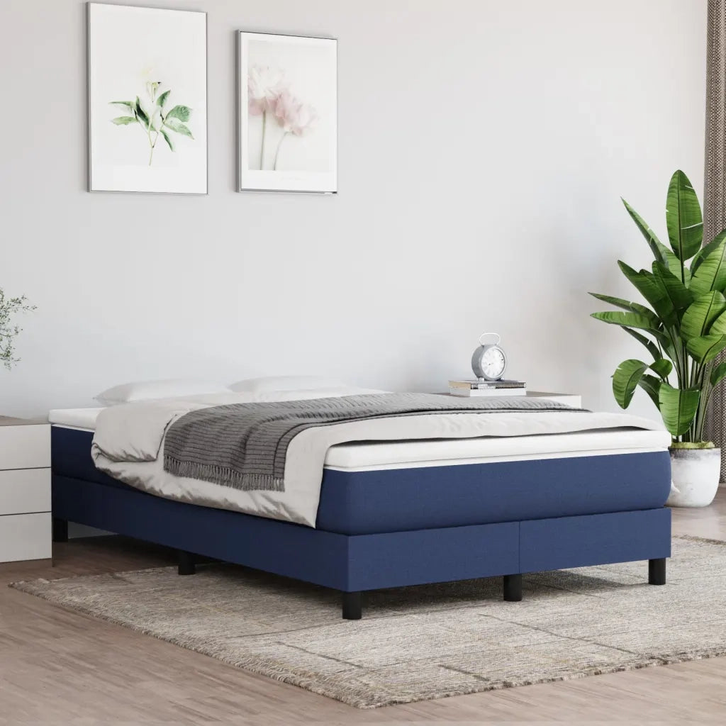 Letto matrimoniale | Letto per adulti | Giroletto a Molle con Materasso Blu 120x190 cm in Tessuto