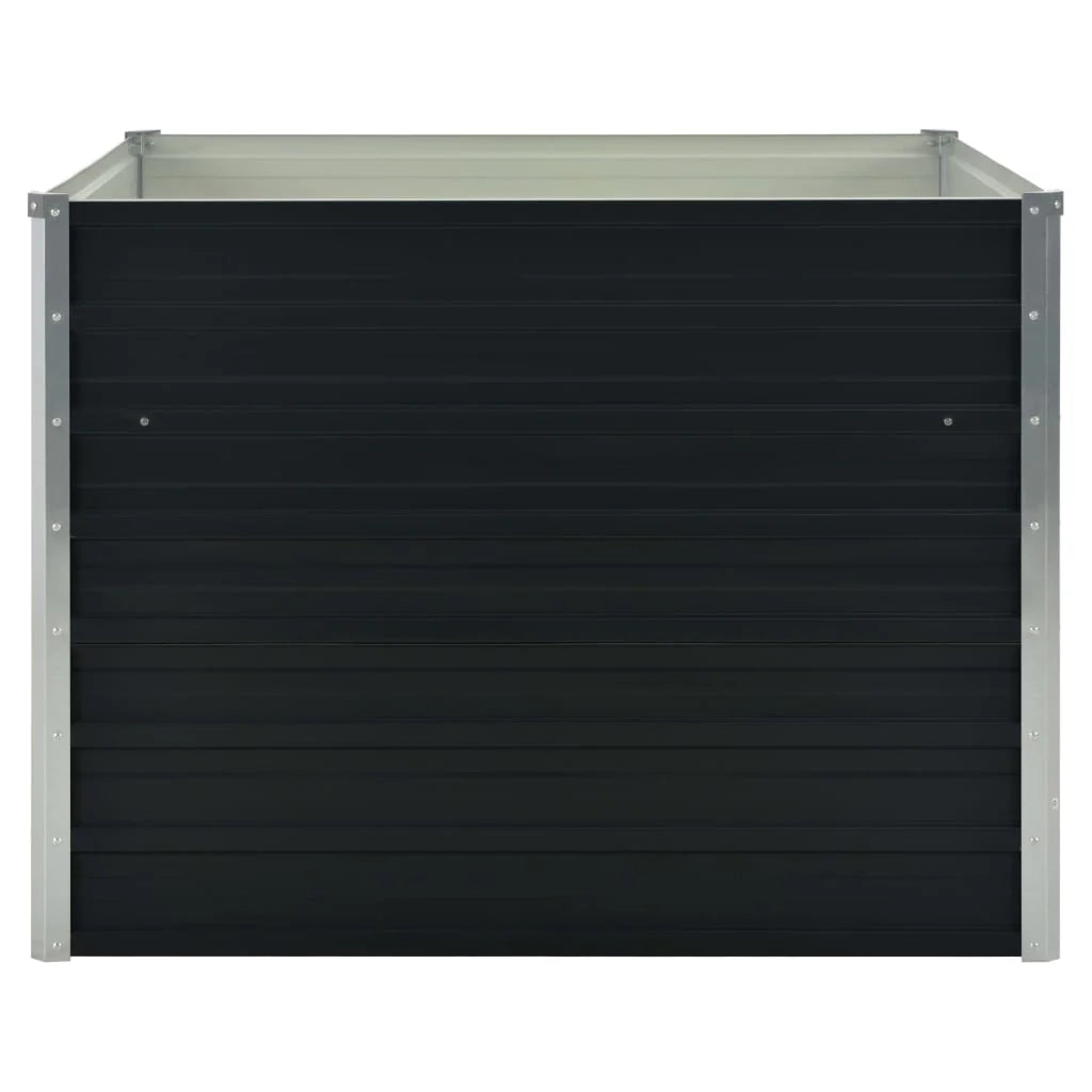 Fioriera rialzata antracite 100 x 100 x 77 cm per piante e fiori da giardino acciaio zincato 02_0000853