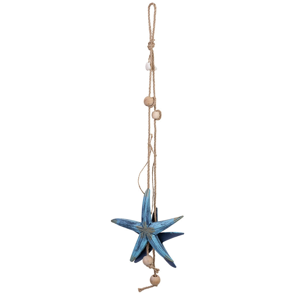 Campanello a vento in legno blu, 17x3x63h cm